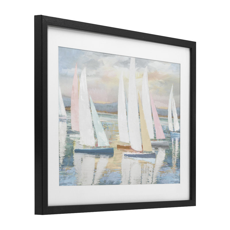 «Pastel Voyage», reproduction sous verre encadrée par Amber Sterling, H 13 po x l 16 po, Cadre noir minuit