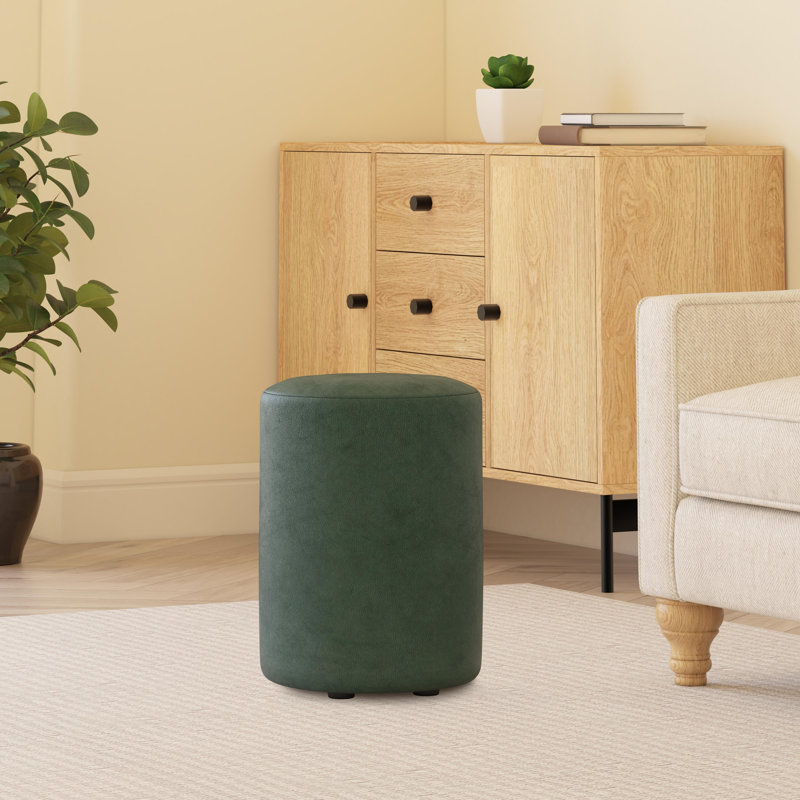 Manufactured Wood Accent Stool, Green, Style Leather