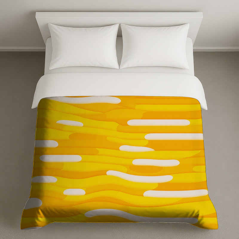 Housse de couette abstraite Yellow Waves Bedding, Grand lit
