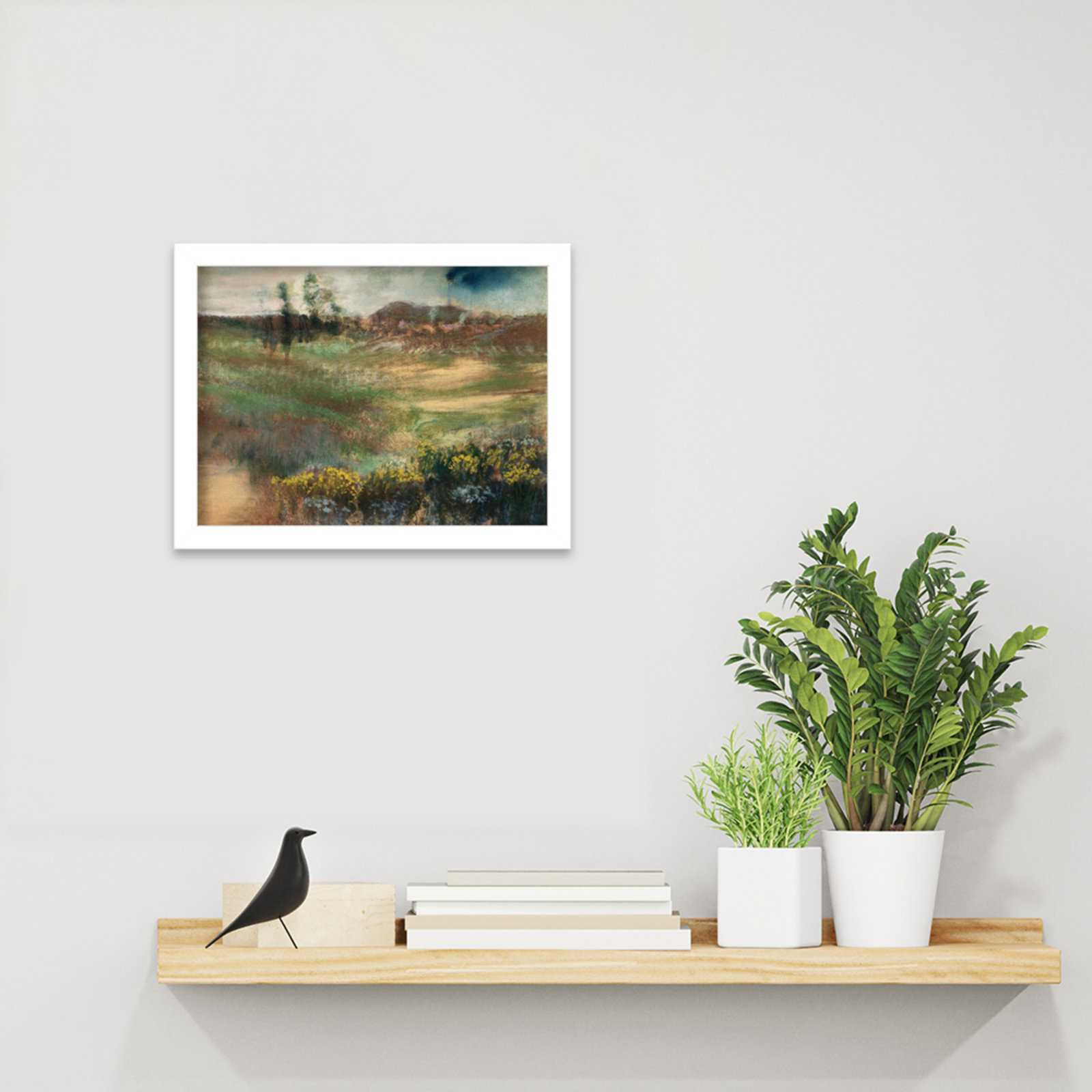 Edgar Degas's Landscape With Smokestacks Print, 10" H x 13" W, White Framed
