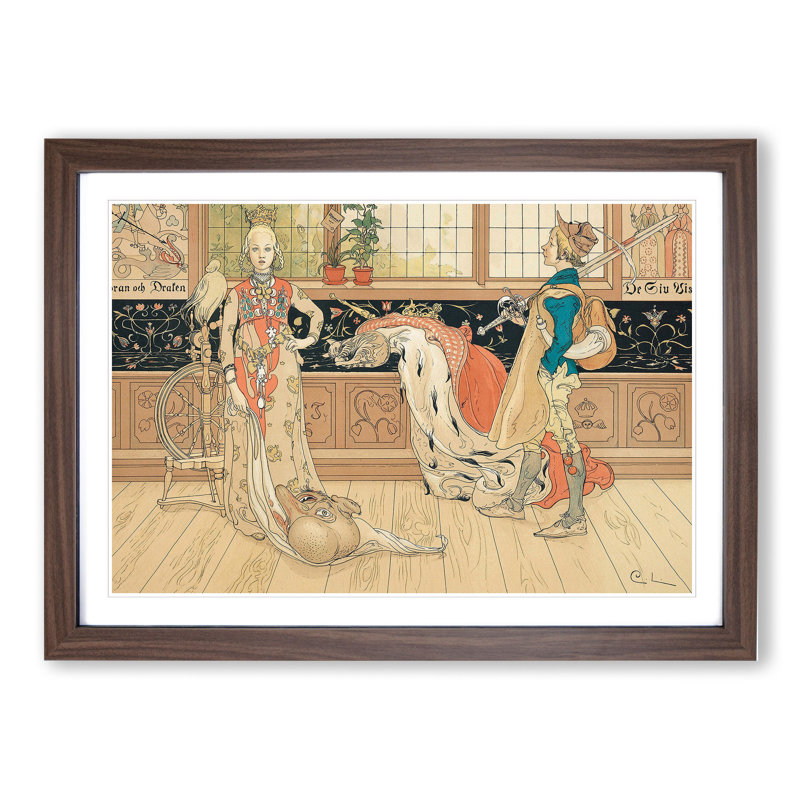 Children in Costume by Carl Larsson - Picture Frame Painting, Walnut Framed, 27cm H x 36cm W x 2cm D