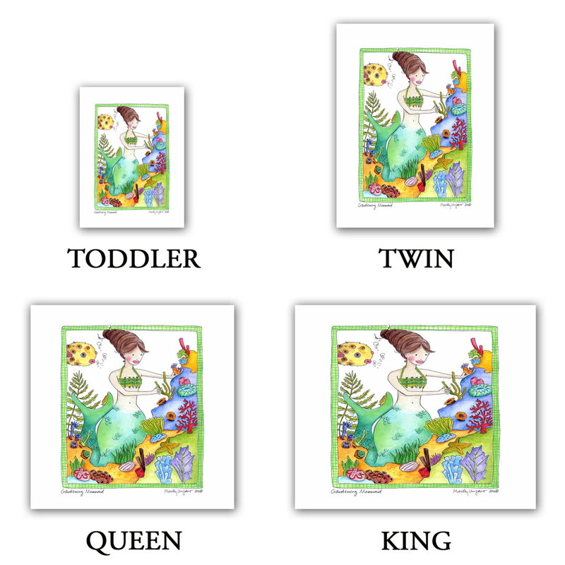 Ensemble de housse de couette jardinage sirène, 1 housse de couette grand + 2 taies standards