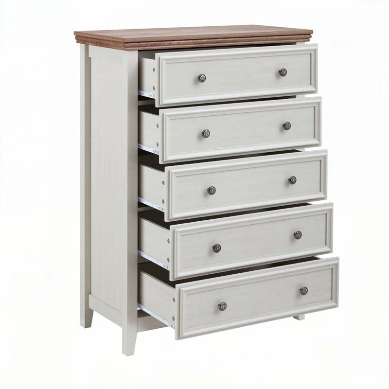 Commode 5 tiroirs, commode à tiroirs, Beige/brun