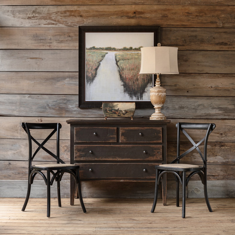 Distressed Black Cross-Back Chair