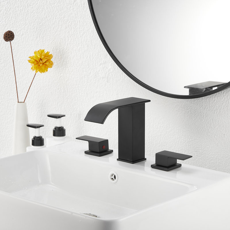 2-handle Bathroom Faucet with Drain Assembly, Black