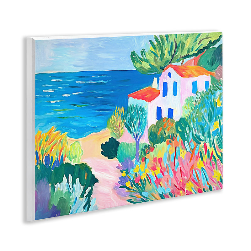 Plaque murale Vibrant House On The Beach, design par Ramona Murdock