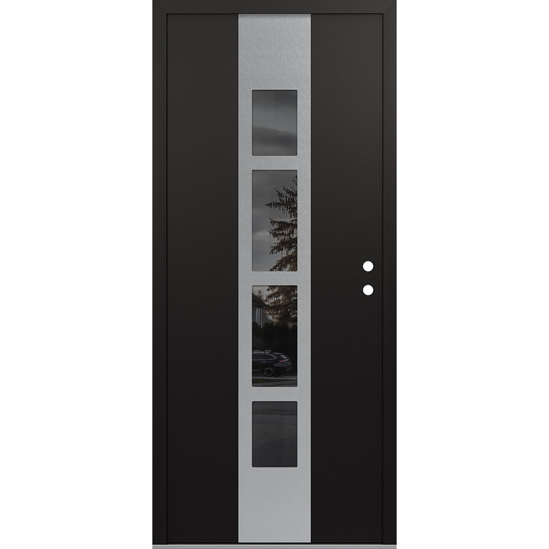 Porte d'entrée pré-suspendue Diamond A10, L 37,44 po x H 81,69 po, S'ouvre à gauche vers l'intérieur, Noir / noir / miroir