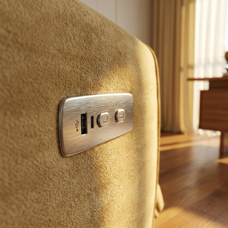 Fauteuil inclinable électrique pivotant avec chargement USB / Type-C | Rotation à 360 ° et inclinaison électrique | Fauteuil d'appoint en velours pour salon et bureau | Assemblage sans effort