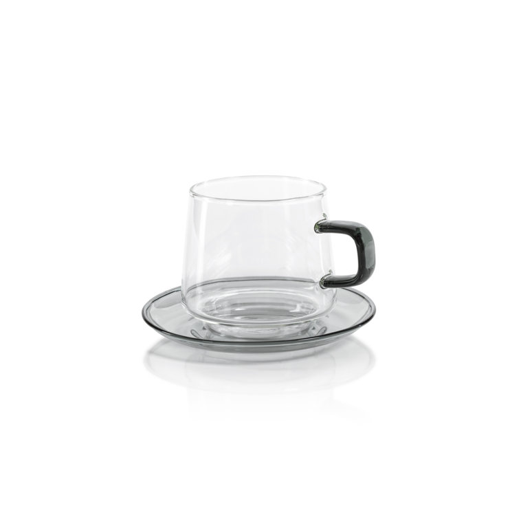 La Lune Glass Cup & Saucer, Set of 4