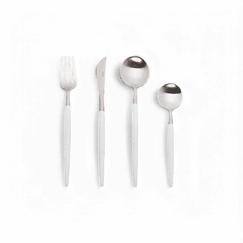 Ensemble de couverts Paradiso blanc et argent
