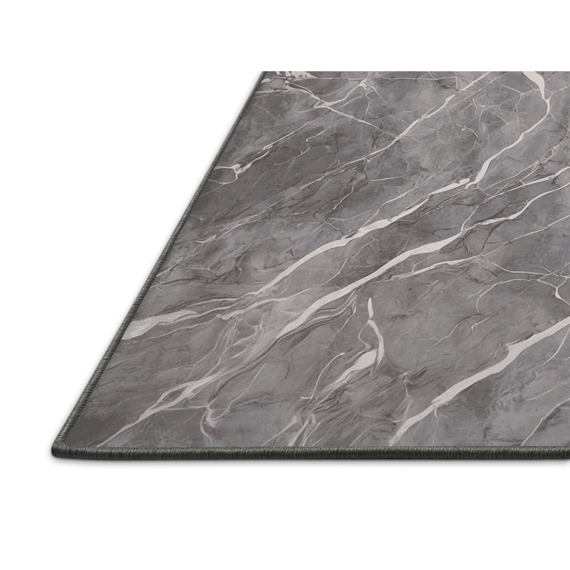 Tapis gris soyeux et moelleux, Rond 4 pi