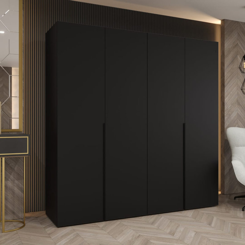 Blina 4 Door Manufactured Wood Wardrobe, Black