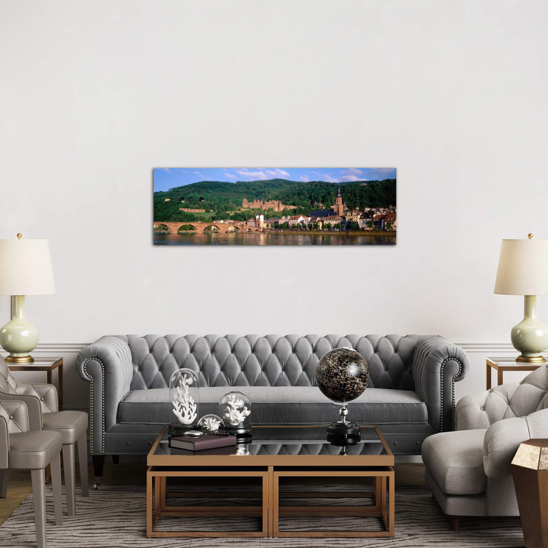 Heidelberg Castle With Altstadt (Old Town) In The Foreground, Baden-Wurttemberg, Germany - No Frame Panoramic Print on Canvas