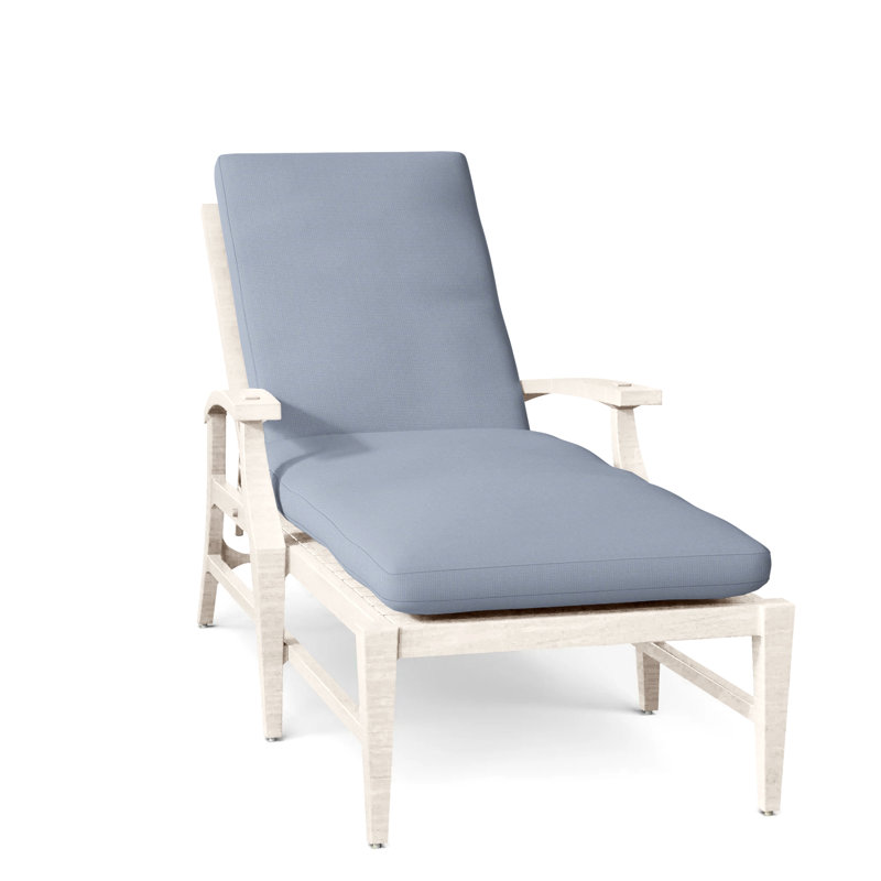 Croquet Aluminum Outdoor Chaise Lounge, No Welt, Oyster, Arbor Chambray