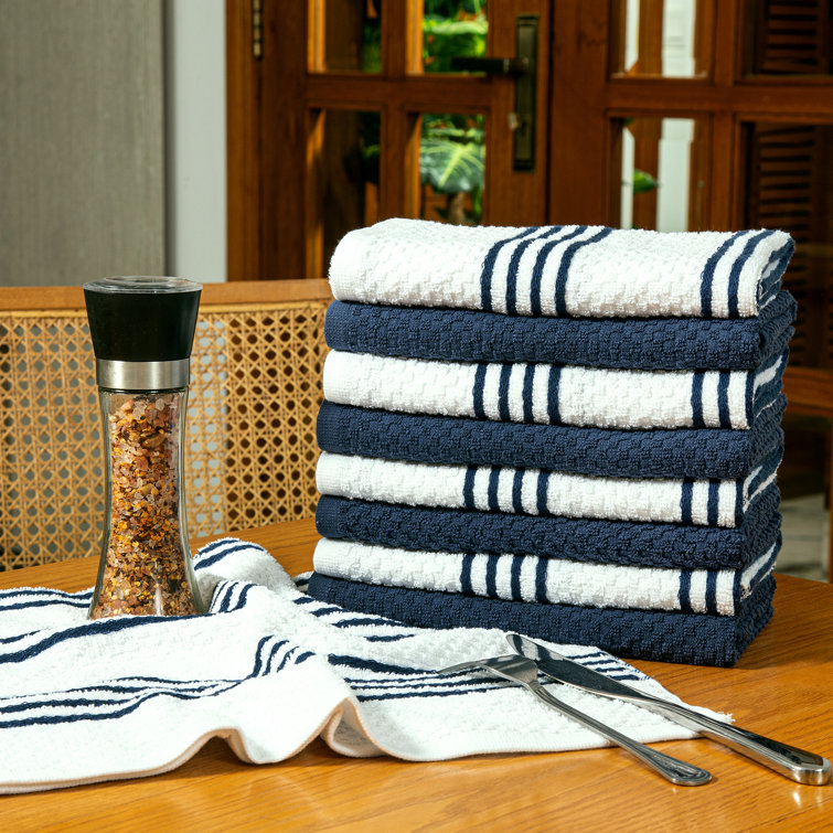 100% Cotton Extra Large 15x25 Inches Kitchen & Dish Cloth Towels (Set of 12) Latitude Run Color: Navy