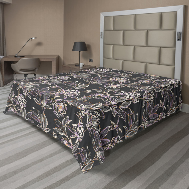 Ambesonne, drap plat floral pivoines, art botanique printanier