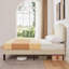 Grand lit tapissier avec 2 tables de chevet - lumières DEL et station de charge, ensemble de chambre à coucher moderne-123098291-123710543