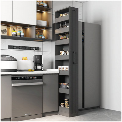 7 Tier Multi-Functional Pull-Out Storage Shelf for Narrow Spaces, Ideal for Kitchen and Living Room Organization