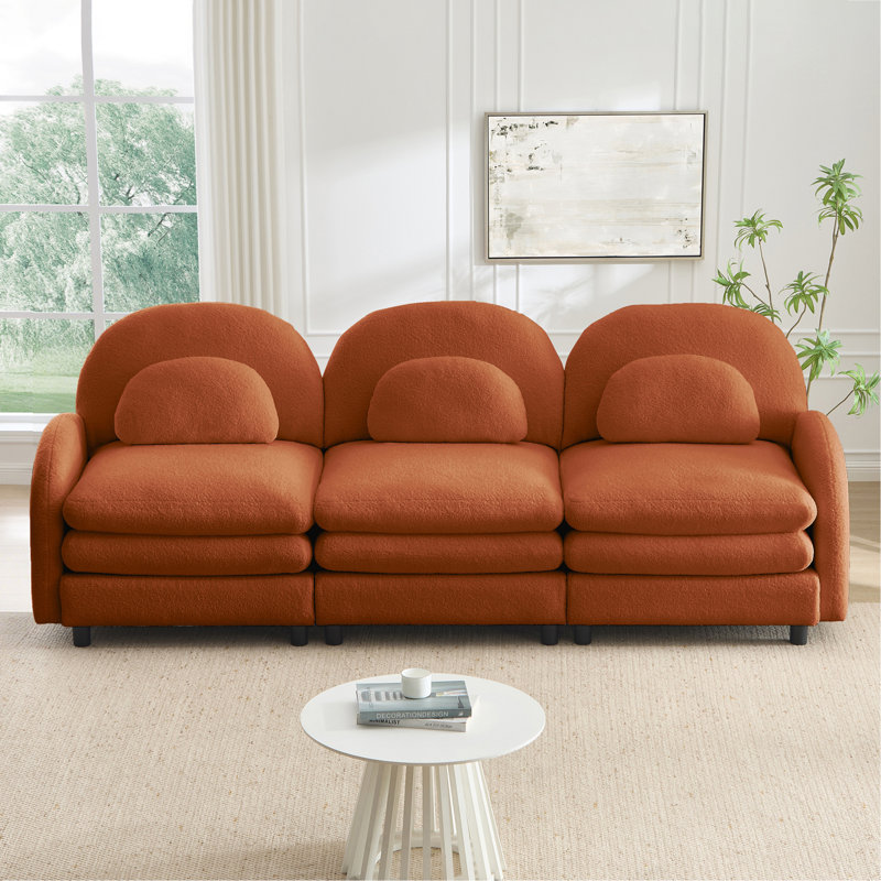 Canapé 3 places Teddy, H 35,4 po x l 98,2 po x P 33,8 po, Orange