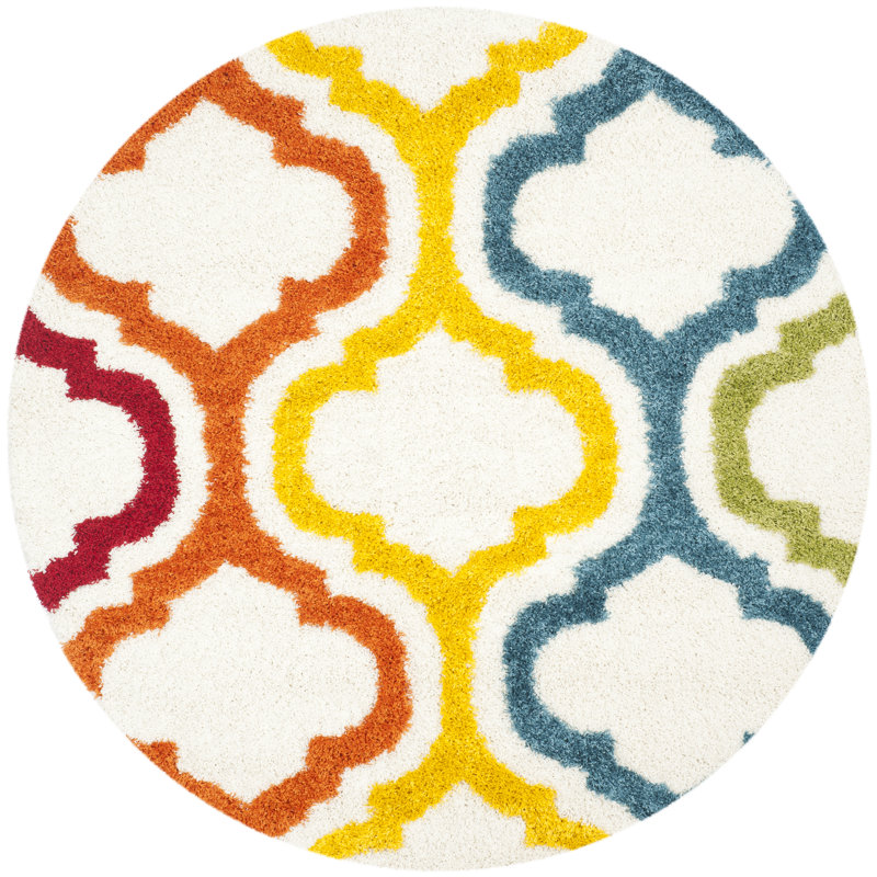 Tapis à motif géométrique Rothmar, Rond 6 pi 7 po