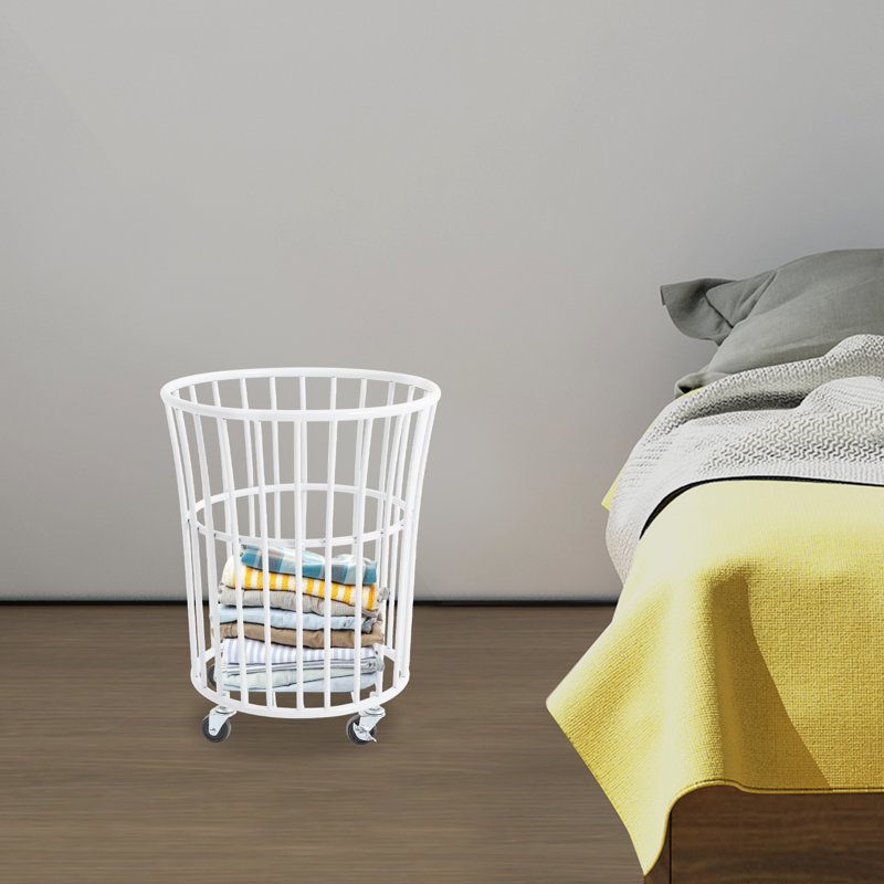 Metal Mesh Laundry Basket Cart With Wheels