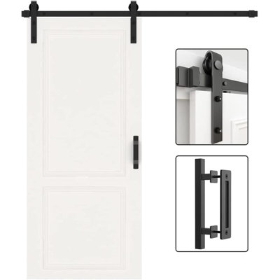 Black Steel Single Door Barn Door Hardware Kit Standard Single