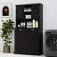 Grande armoire de salle de bain à deux compartiments inclinable avec panier à linge et 2 tablettes réglables - noir