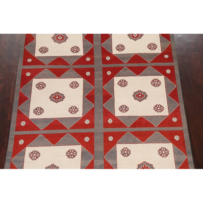 Tapis géométrique Gabbeh Kashkoli noué à la main 5 pi 7 po x 8 pi 0 po