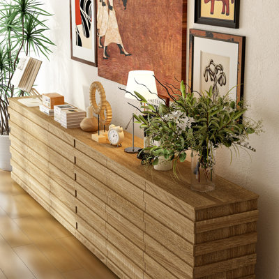 9-Drawer Cabinet with Geometric Embossed Drawer Fronts