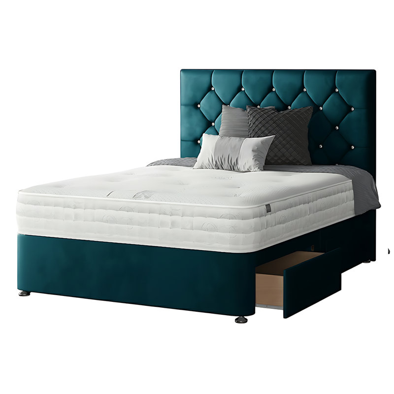 Eberhardt Divan Bed Base, Mallard, Double (4'6), 2 Foot-end Drawers