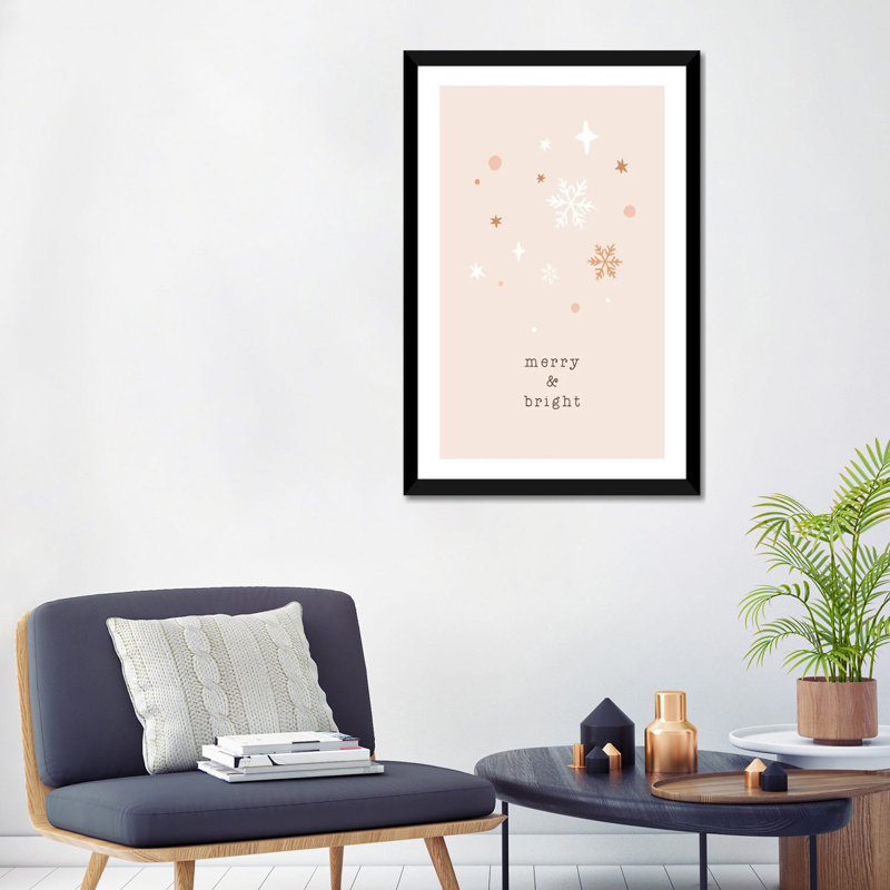 "Merry & Bright" par Orara studio, reproduction d’art, H 32 po x l 24 po x P 1 po, Papier encadré noir, Blanc