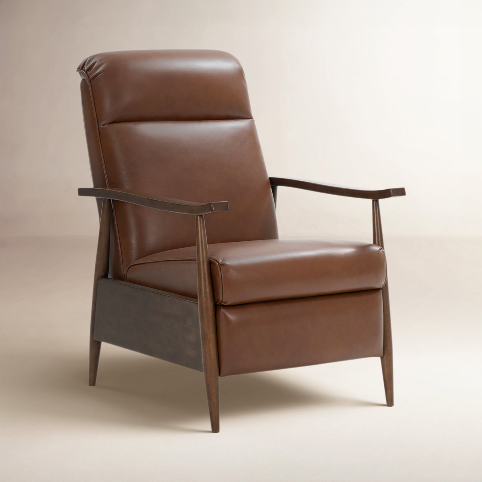 27" Genuine Leather Manual Recliner, Brown Genuine Leather