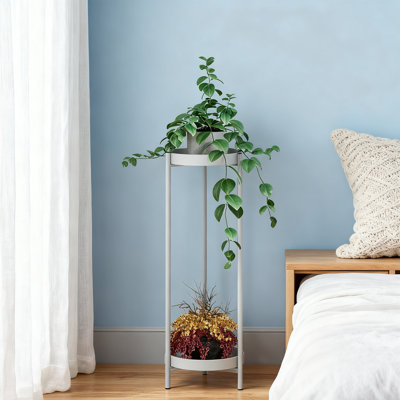 Plant Pots Indoor Stands 2 Tier White Flower Plants Holder,2 Tier Removable Display Plant Table Gardeing by Arlmont & Co.