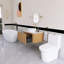 Meuble-lavabo flottant mural 36 po en bois naturel avec plateau en marbre artificiel blanc 36 po-1804651852