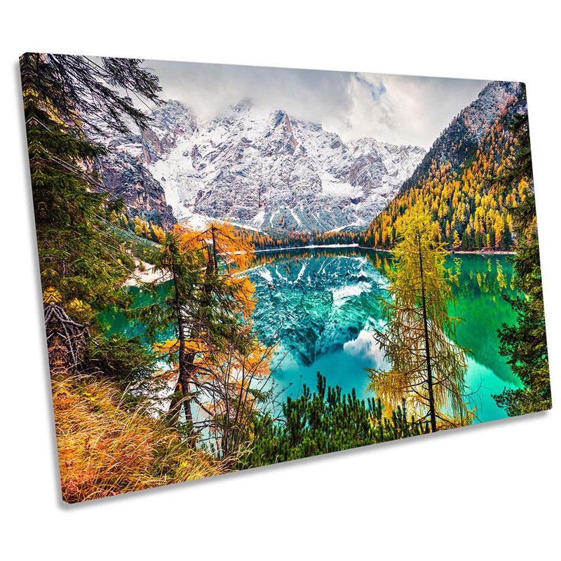 Lake Braies Italy - Wrapped Canvas Print, 30.5cm H x 45.7cm W 