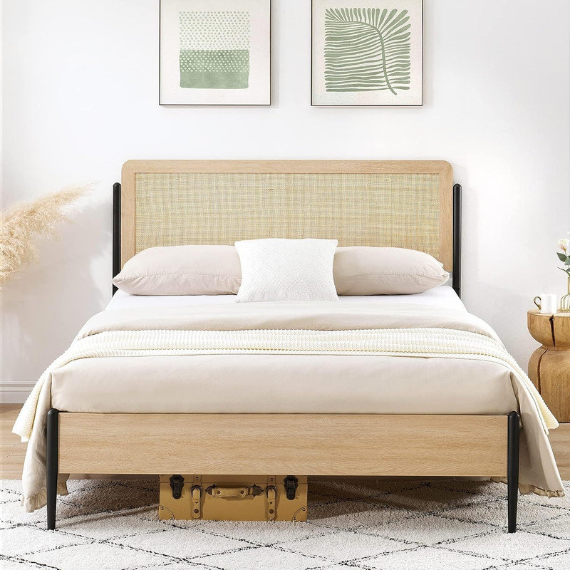 Cadre de lit tête de lit Modern Rattan, Grand lit