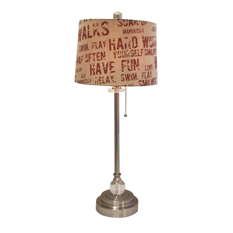 Lampe de table 28" relaxing expression print Herold, Nickel brossé/ crème/ rouge