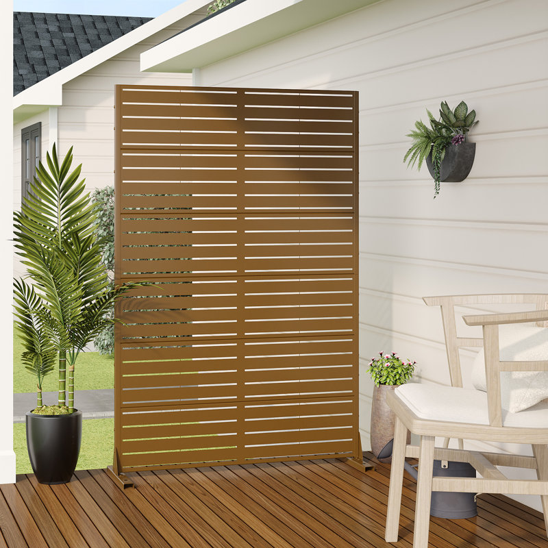 72"x 47" Outdoor Rectangular Metal Privacy Screen, Brown