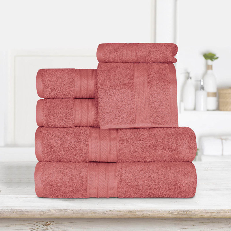 Glenlee 700GSM Long Staple Combed Cotton 6-Piece Towel Set, Blush