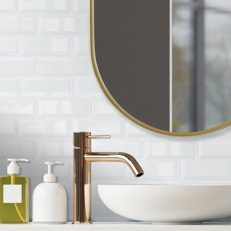77.47cm W x 38.1cm L Gel Peel and Stick Subway Tile