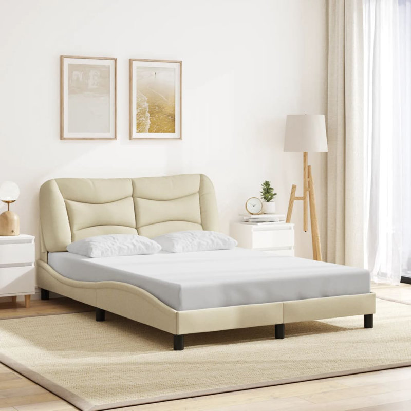 Structure de lit sans matelas Hvar gris foncé 140 x 190 cm, Format complet 59,1 x 74,8 pouces., Gris foncé