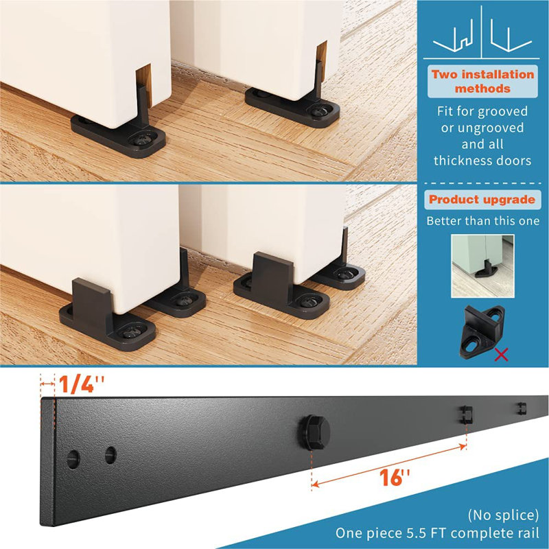Matte Black Double Bypass Barn Door Hardware Kit