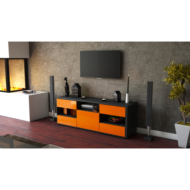 Yarger TV Stand, High-gloss Orange / Matte Anthracite