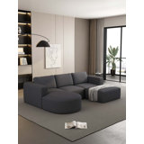 Modular U-Shaped Sectional Sofa With Ottoman And Sleeper Function