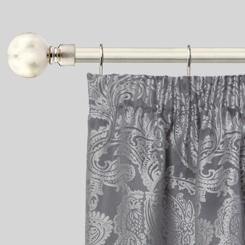 Abe Adjustable 2cm Single Curtain Pole, Brushed Silver, 1.2 - 2.1m