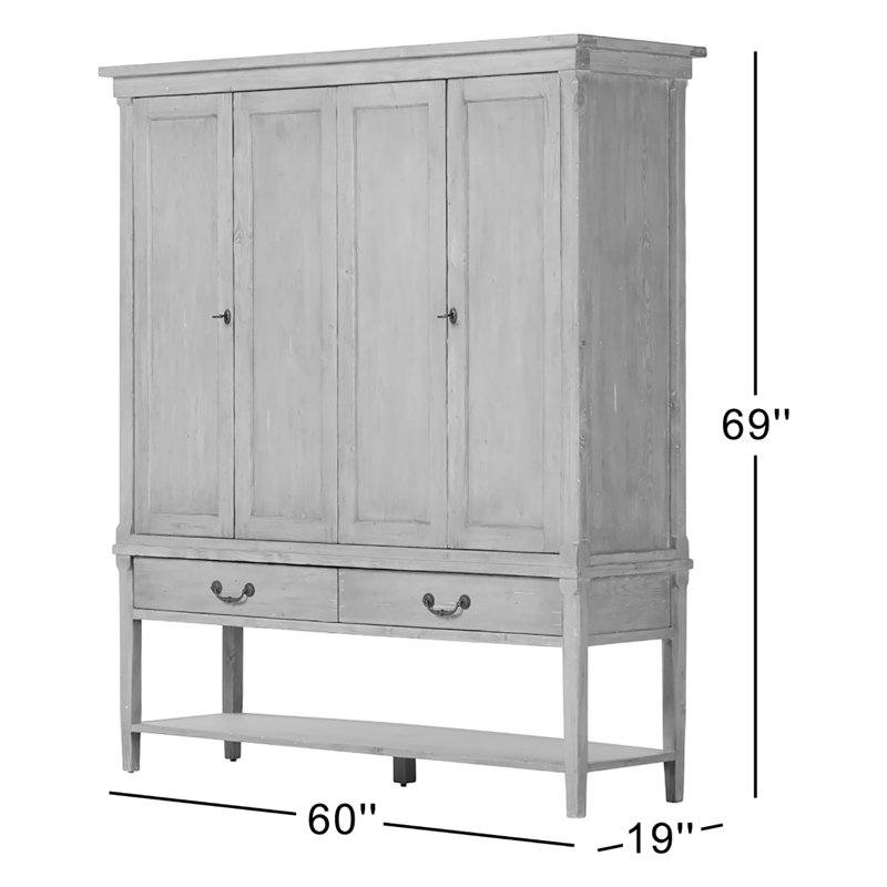 Annabel Solid Wood 4 - Armoire, Aged Light Pine