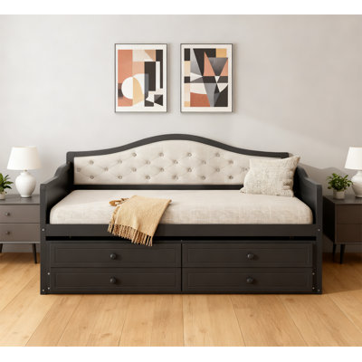 Modern Daybed with 2 Storage Drawers and Trundle