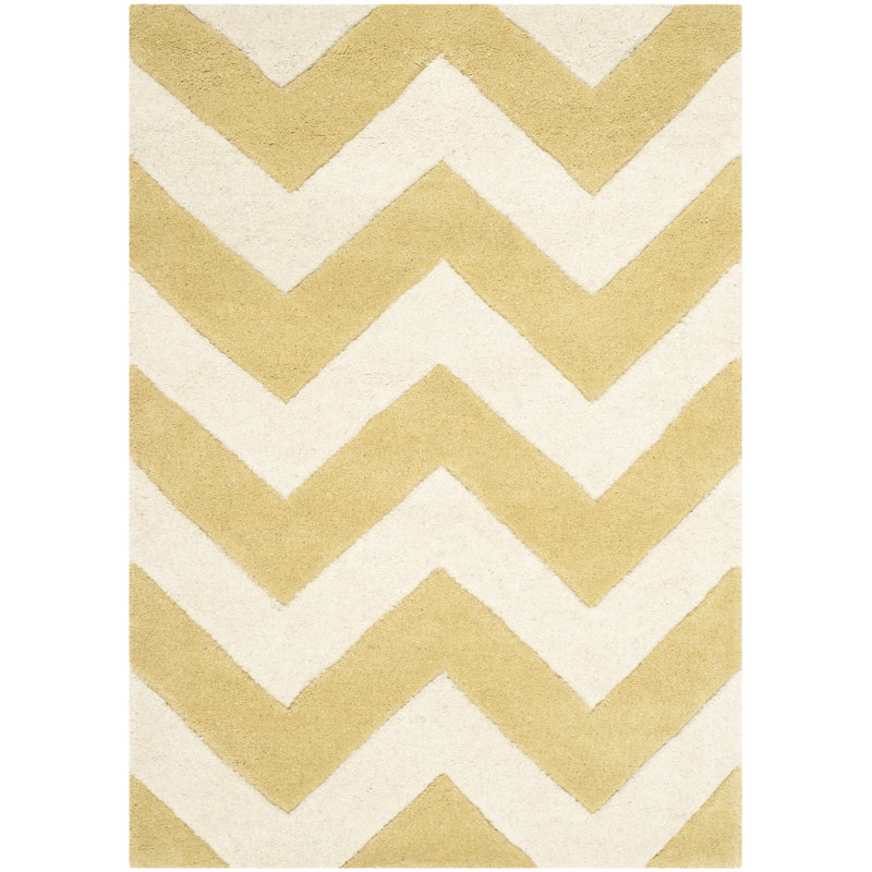 Saunderstown Chevron Wool Hand Woven Area Rug, Rectangle 61 x 91 cm