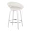 Tabouret de comptoir à hauteur fixe avec pivot en bois blanc et similicuir avec repose-pieds rond chromé - ensemble de 2-125535603