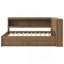 Lit de jour en bois pleine grandeur avec tablettes de rangement, USB, DEL et 2 tiroirs
